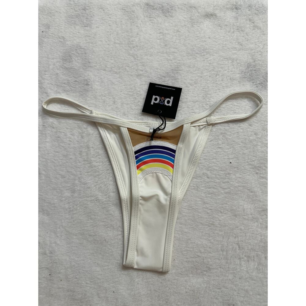 Pacific & Driftwood Taste the Rainbow Bikini Bottom White Womans Large NWT